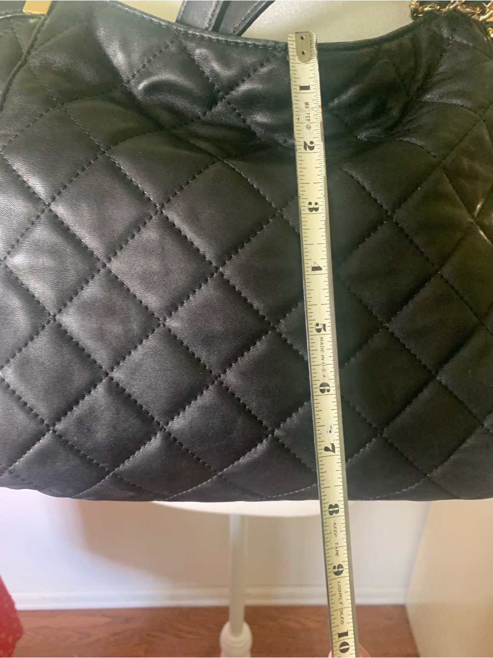 Michael Kors Black Leather Quilted Shoulder Bag with Gold Accents - Picture 10 of 11